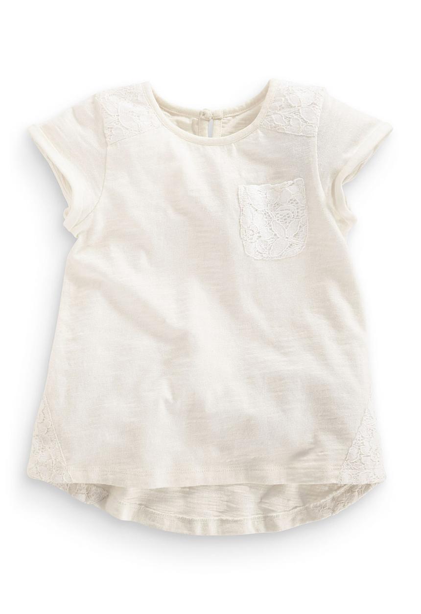 Next - Lace Trim T-shirt Stone/Beige
