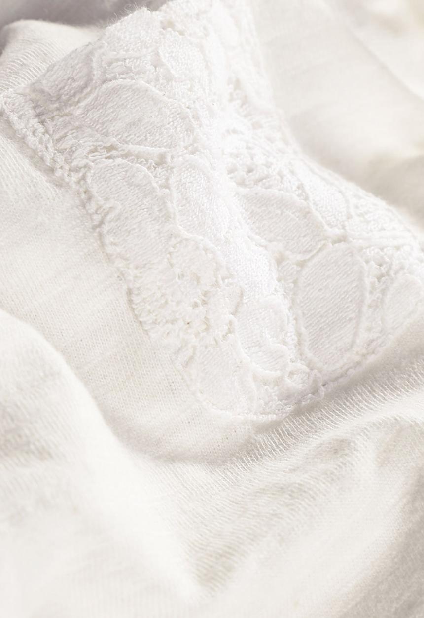 Next - Lace Trim T-shirt Stone/Beige