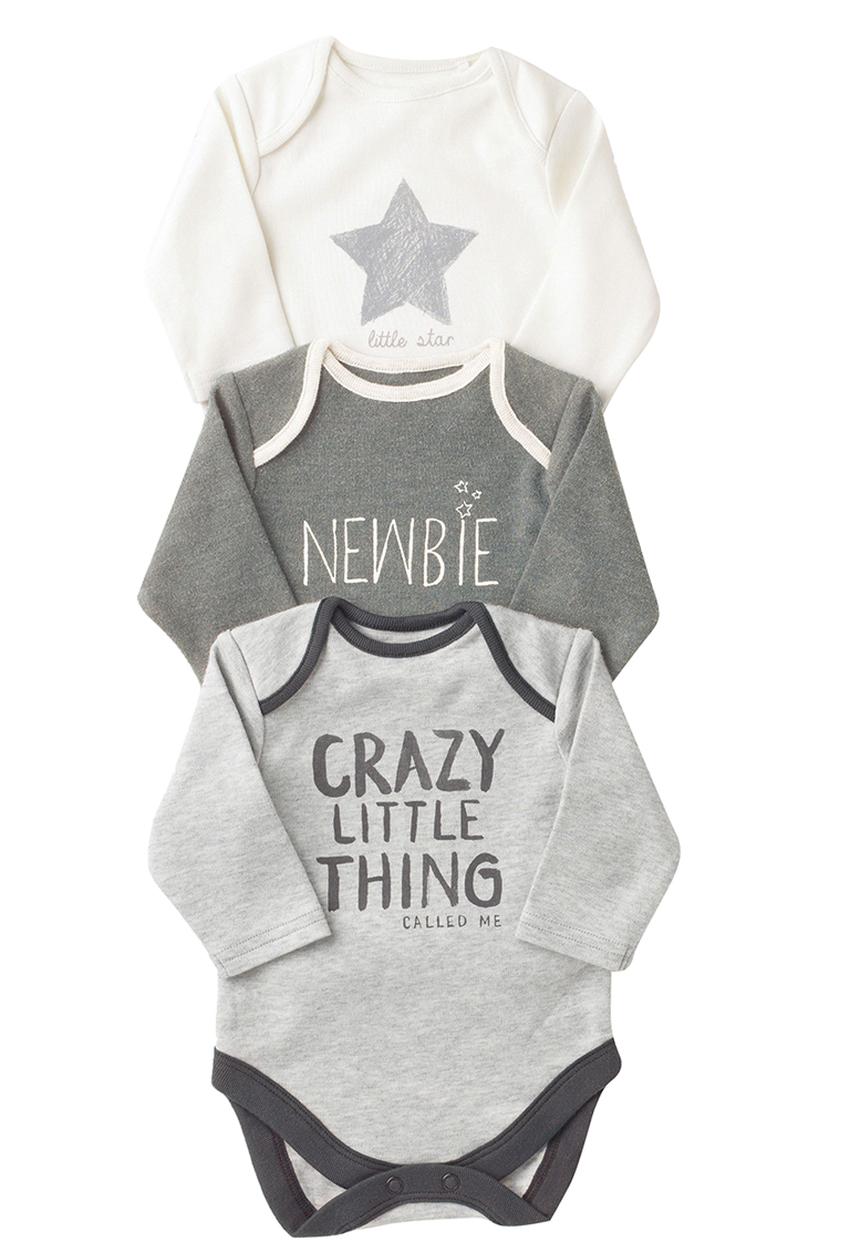 Next - 3 Pack slogan sleepsuits Grey