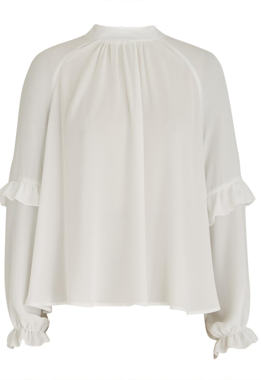 edit - Long-sleeve Blouse with Frills Cream