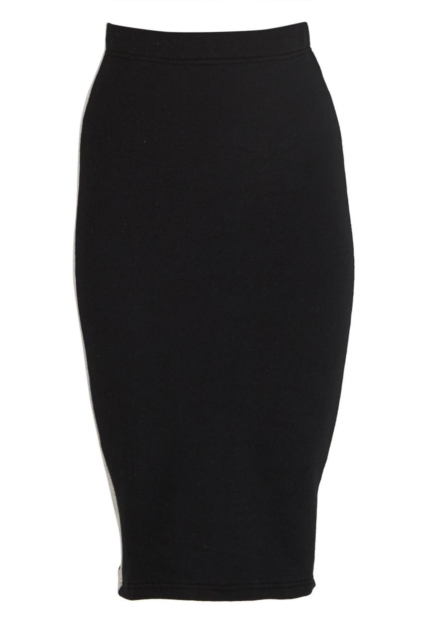 c(inch) - Colour Block Midi Skirt Black