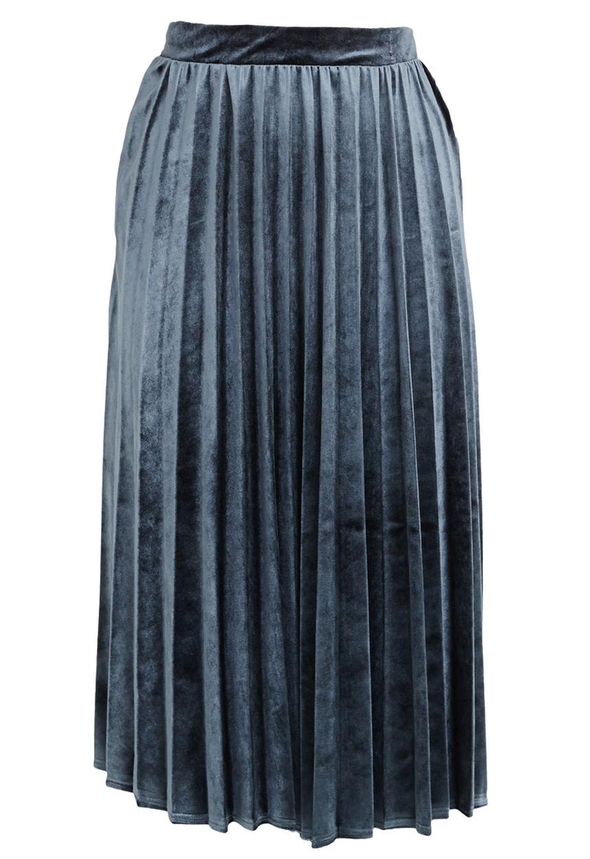 STYLE REPUBLIC - Pleated Velvet Skirt Grey