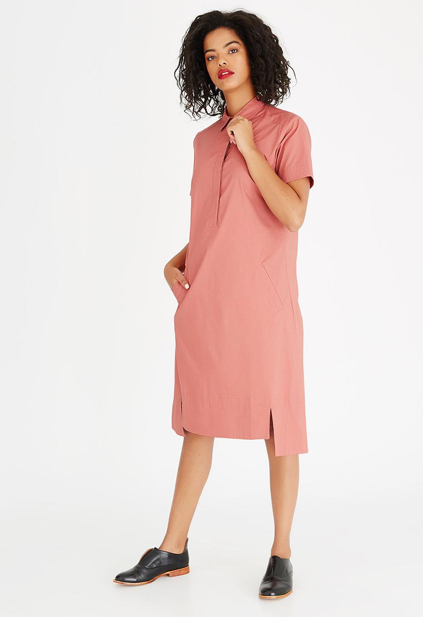 AMANDA LAIRD CHERRY - Nolwazi Linen Longline Shirt Mid Pink