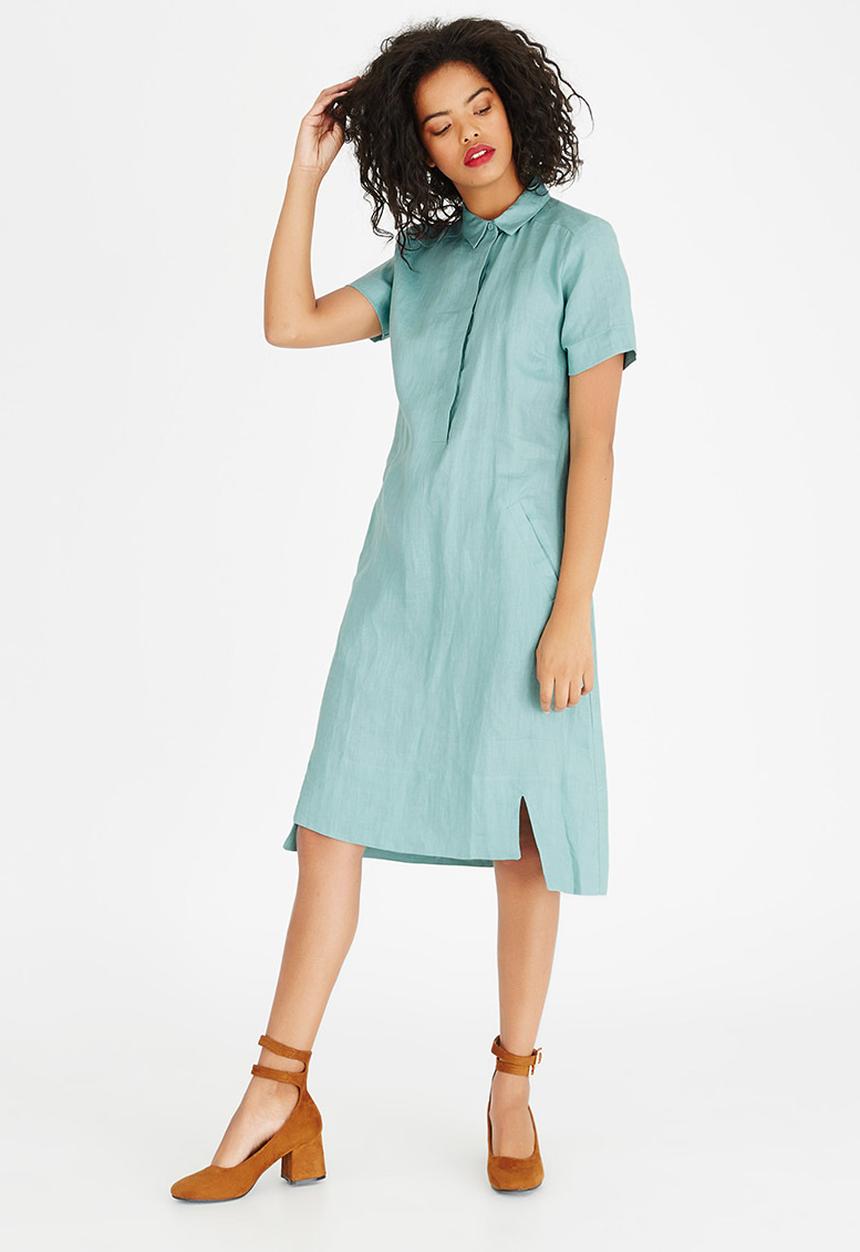 AMANDA LAIRD CHERRY - Nolwazi Linen Longline Shirt Light Green