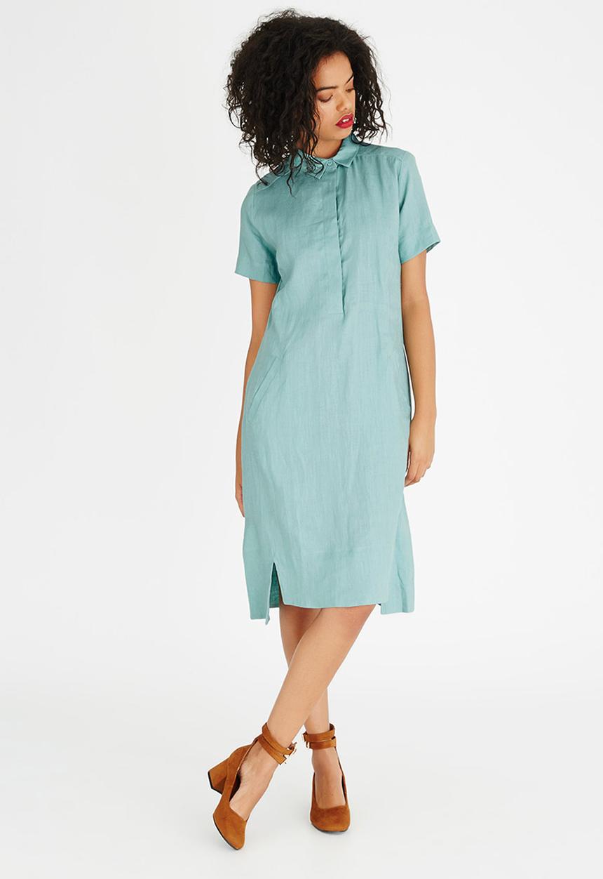 AMANDA LAIRD CHERRY - Nolwazi Linen Longline Shirt Light Green