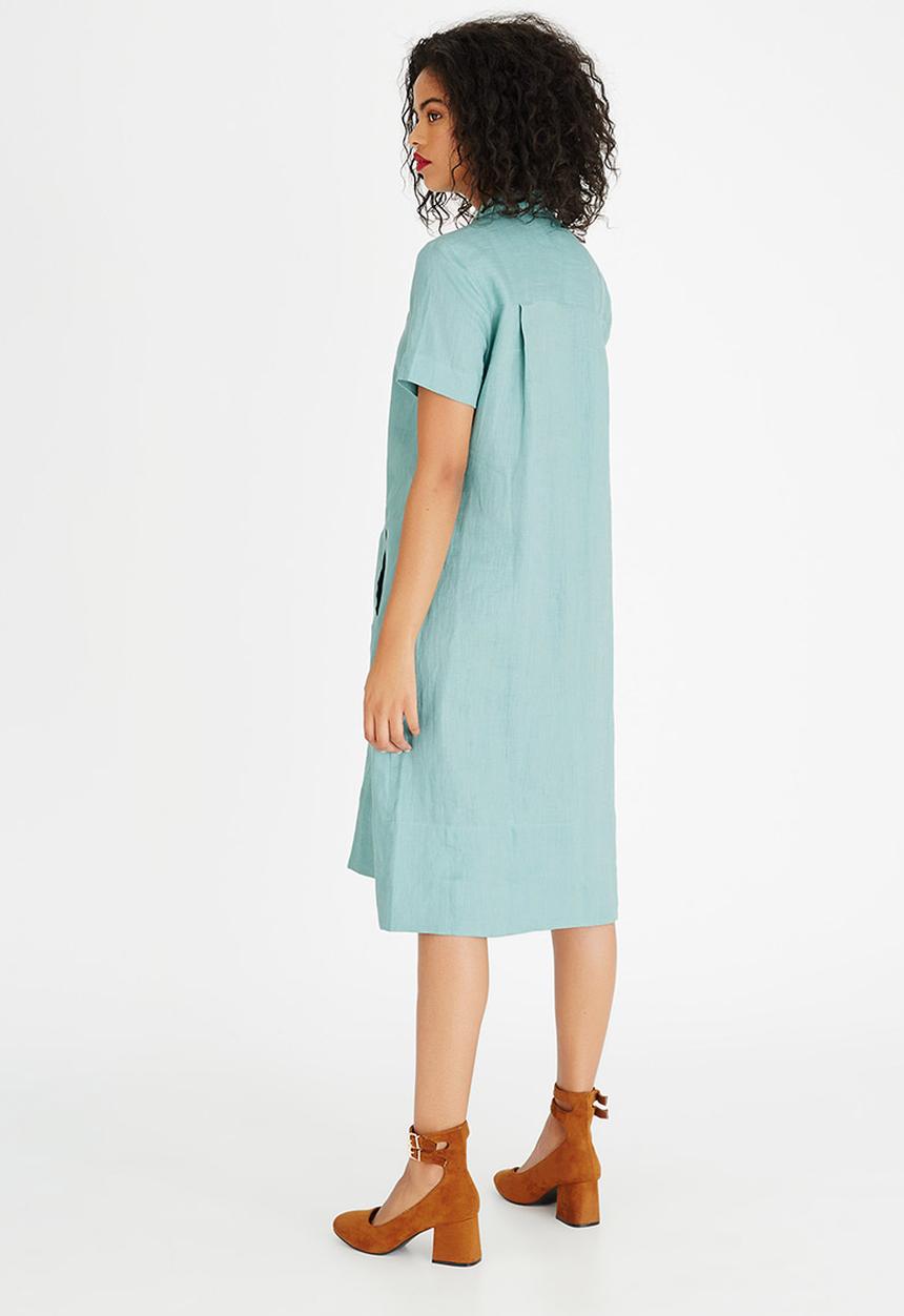 AMANDA LAIRD CHERRY - Nolwazi Linen Longline Shirt Light Green