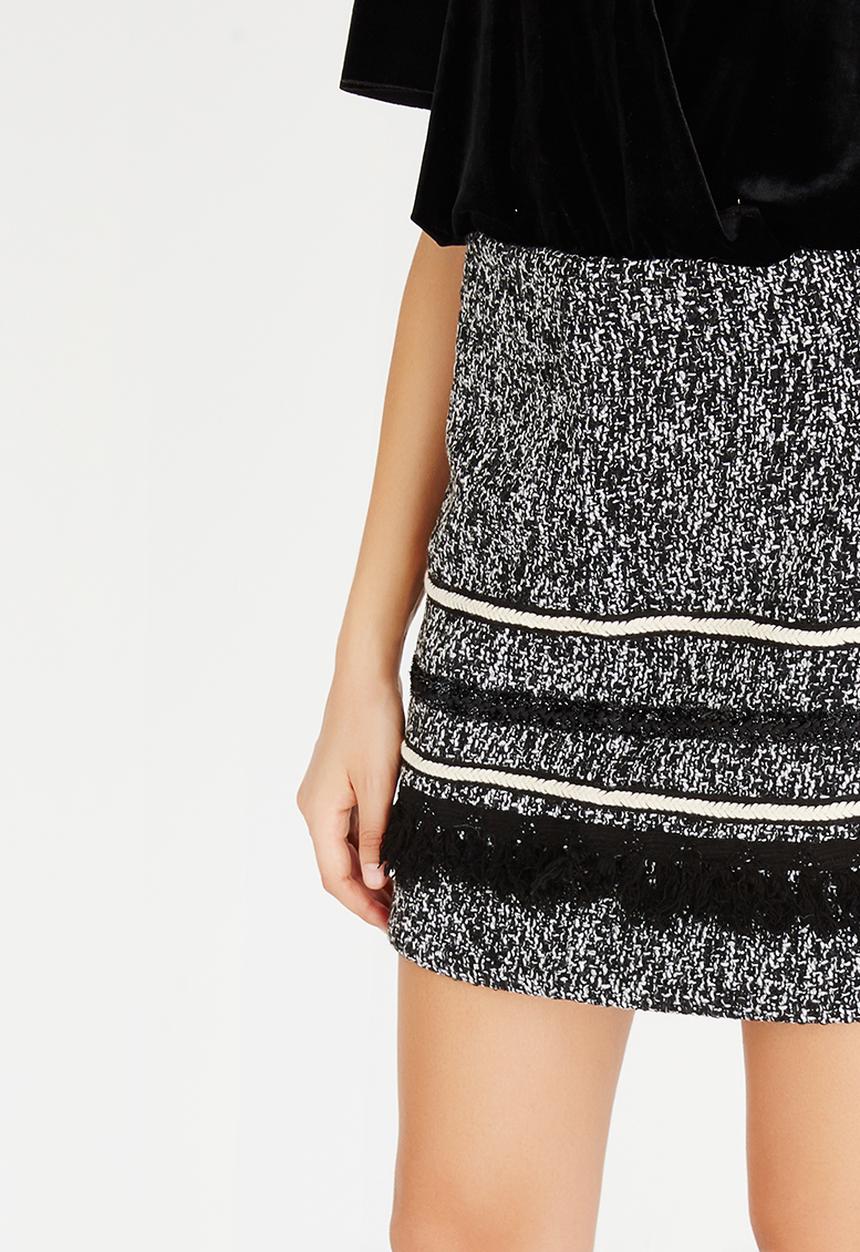 Brave Soul - Textured Fabric Skirt Black and White