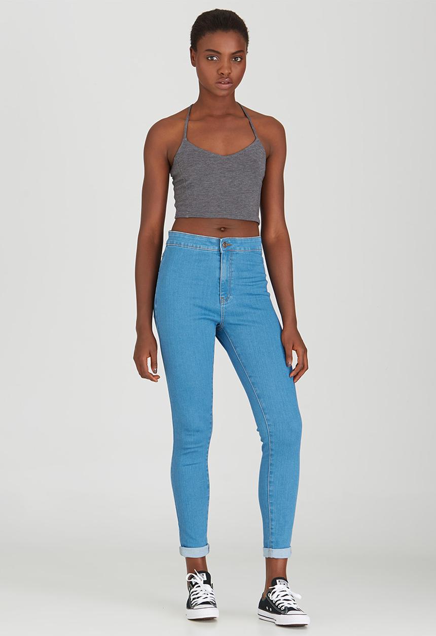 c(inch) - Strap Detail Crop Top Grey Melange