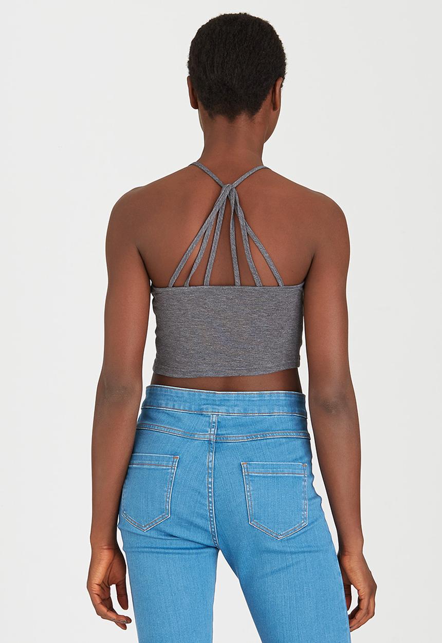 c(inch) - Strap Detail Crop Top Grey Melange