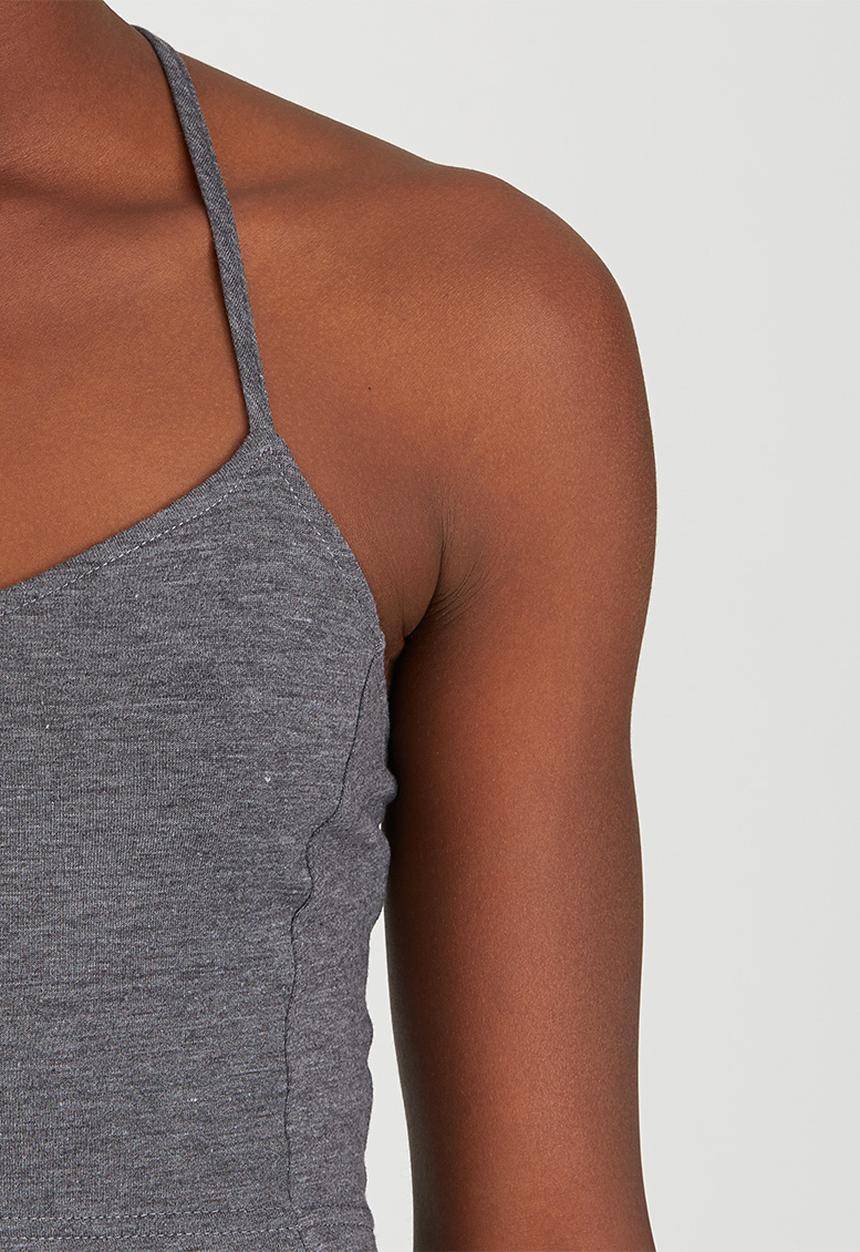 c(inch) - Strap Detail Crop Top Grey Melange