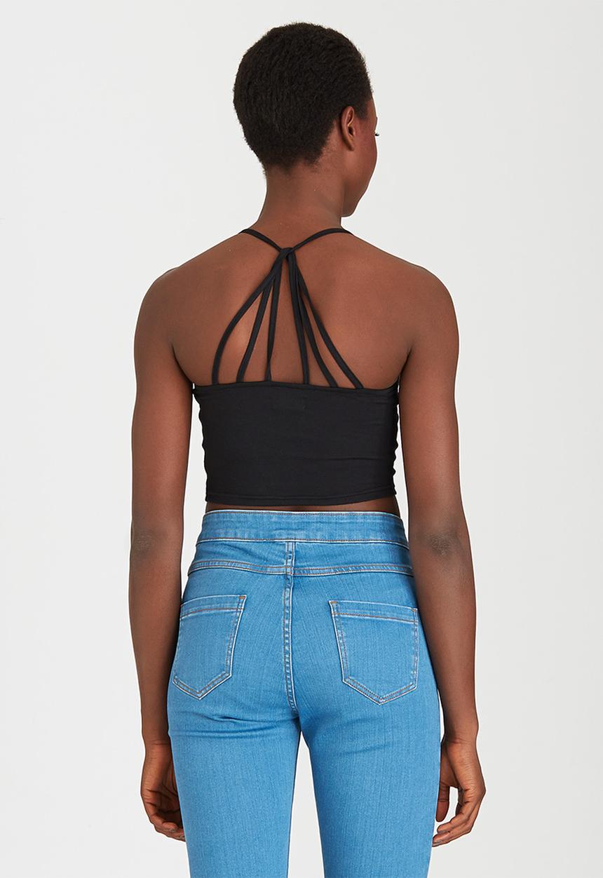 c(inch) - Strap Detail Crop Top Black