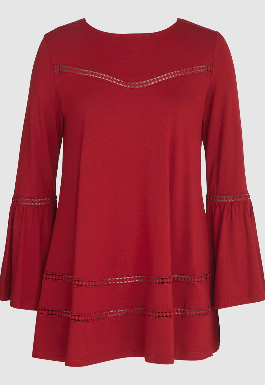 G Couture - Swing Top with Crochet Inset Red