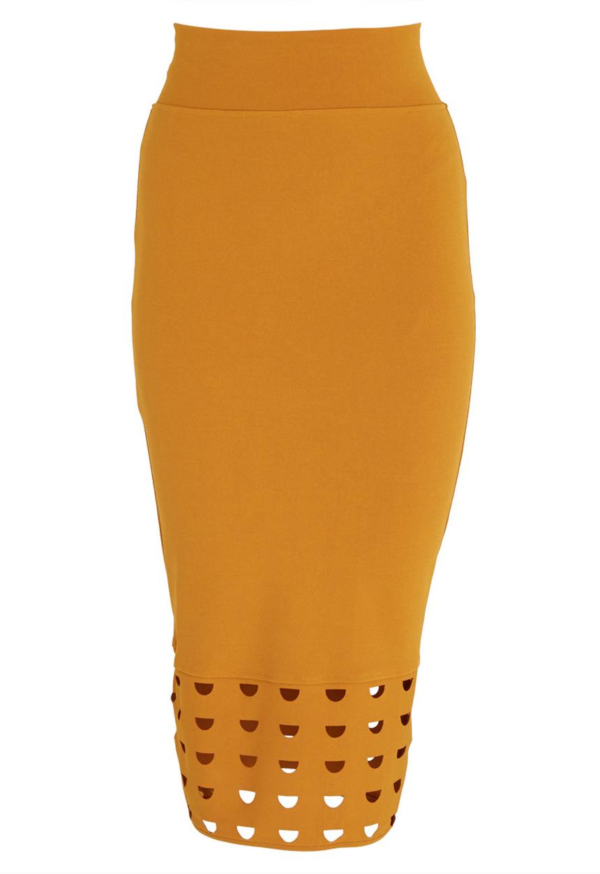Isabel de Villiers - Laser Cut Pencil Skirt Yellow