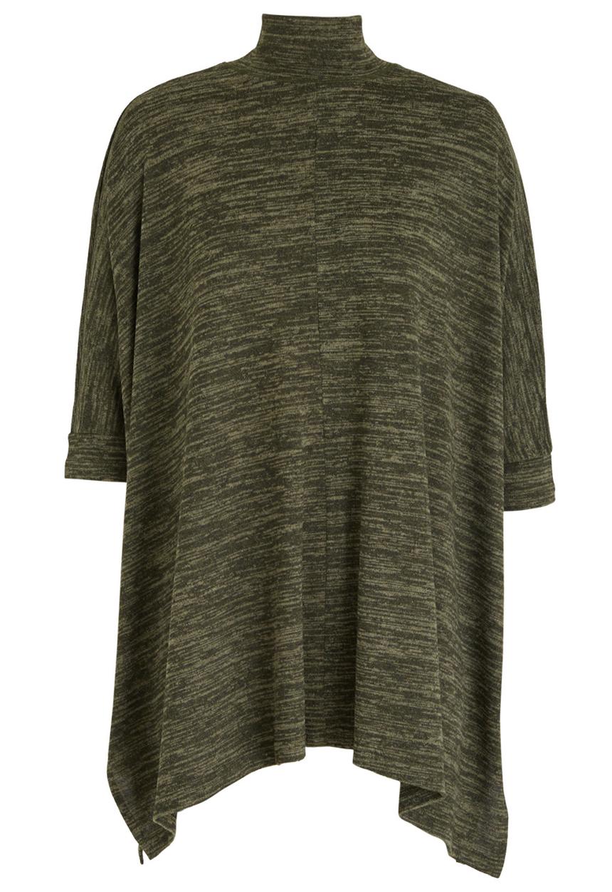 edit - Oversized Long-sleeve Poncho Khaki Green