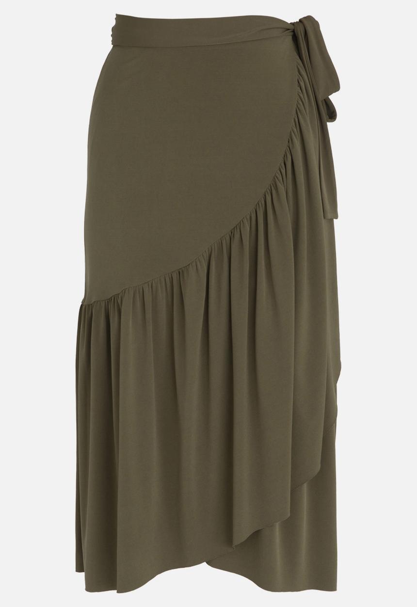 STYLE REPUBLIC - Frill Detail Wrap Skirt Khaki Green
