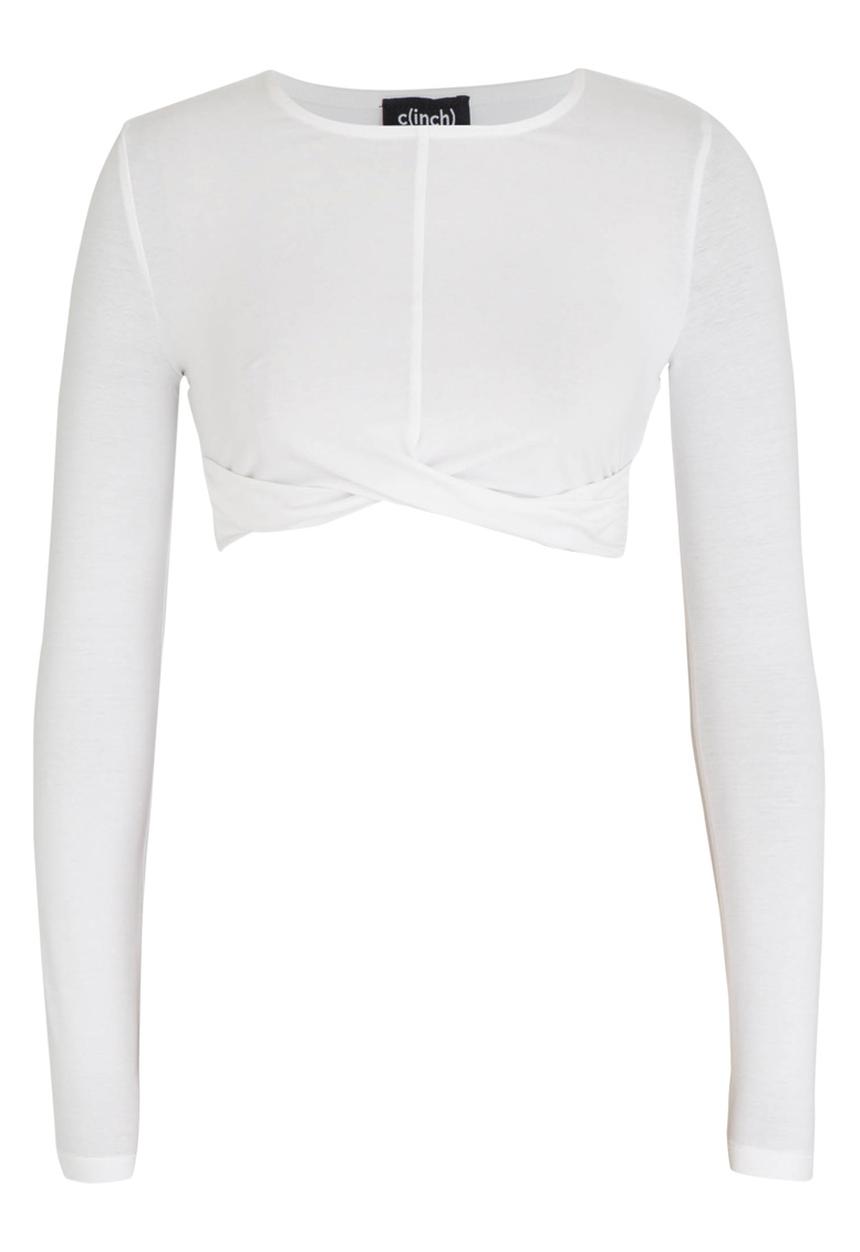 c(inch) - Cross Front Crop Top White
