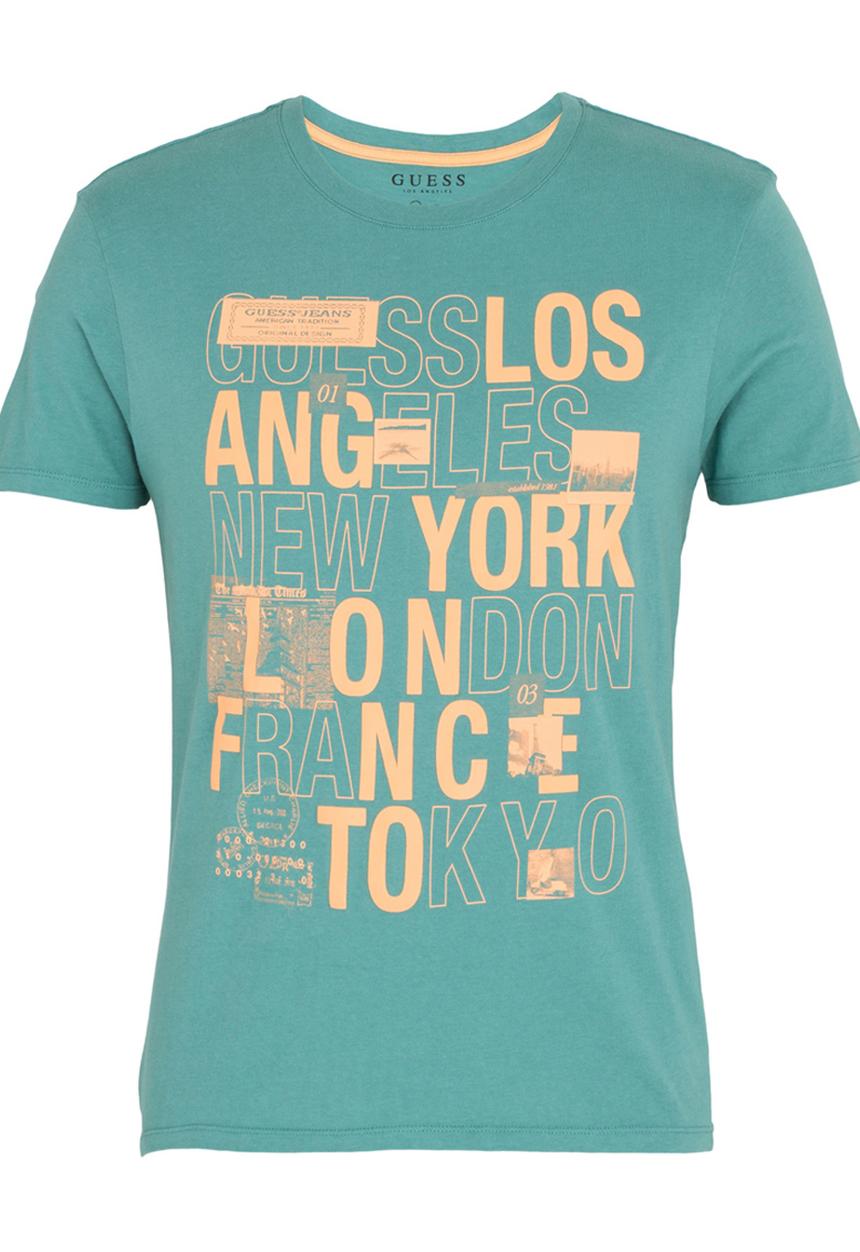 GUESS - Basic City Logo Crew Tee Mid Blue