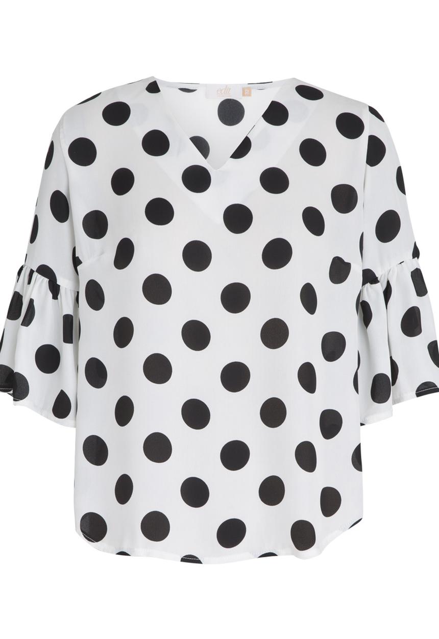 edit - Flutter Sleeve Blouse with Ties Black and White