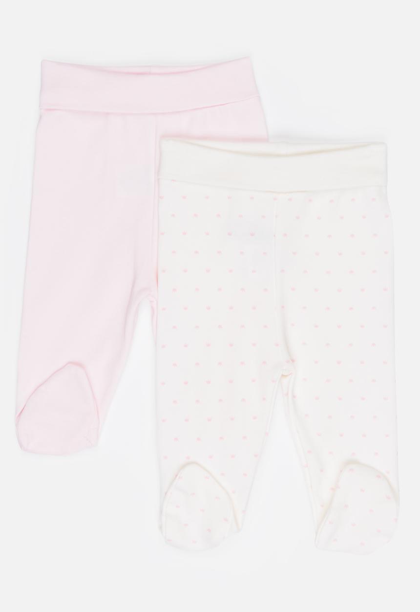 Baby Corner - Footed pants 2 pack - pink & white