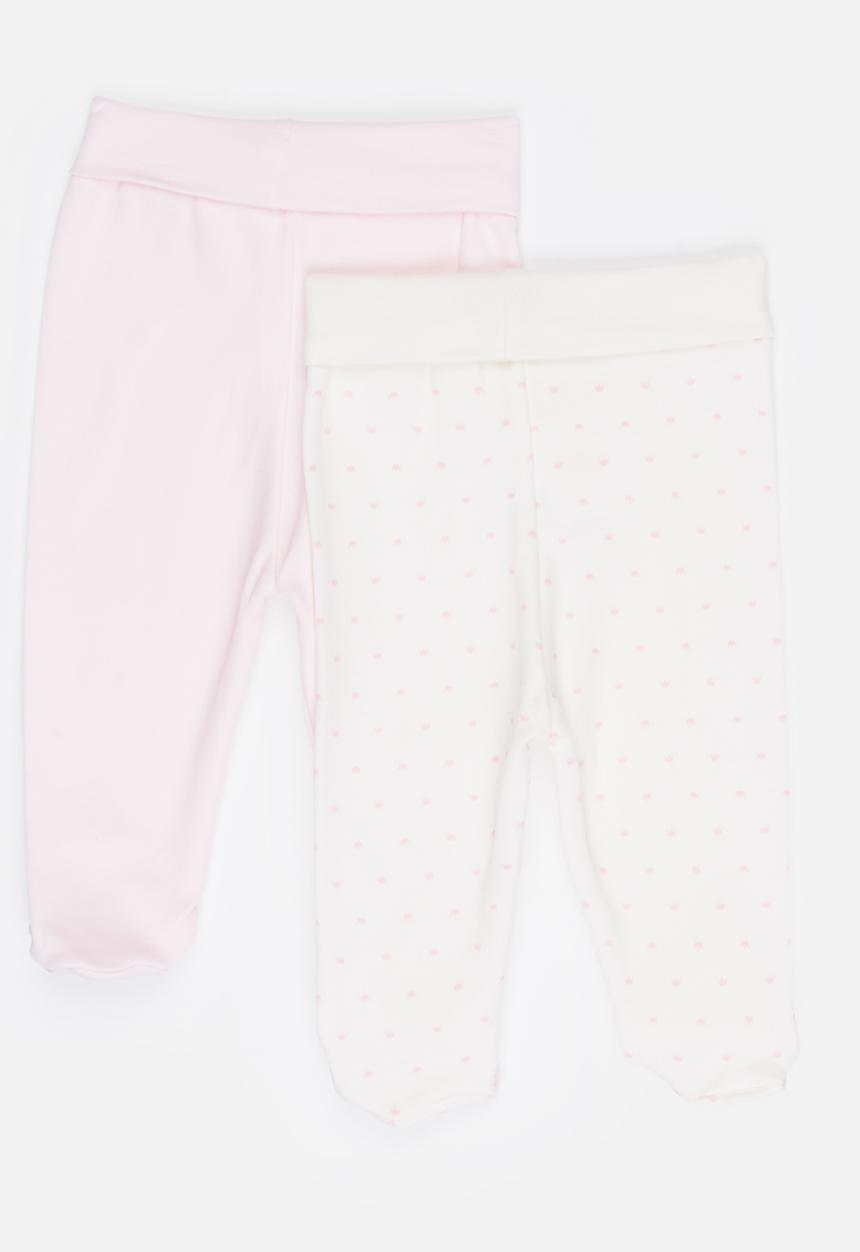 Baby Corner - Footed pants 2 pack - pink & white