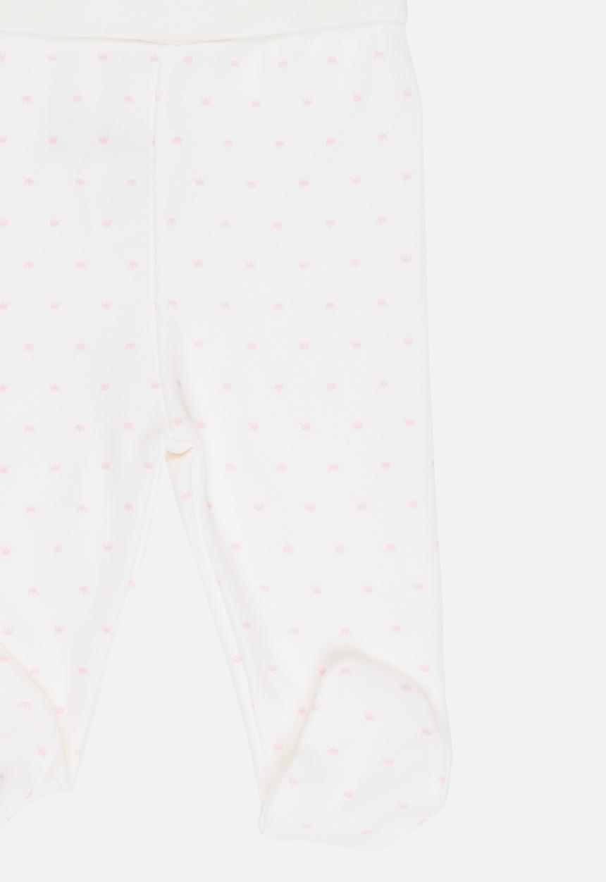 Baby Corner - Footed pants 2 pack - pink & white