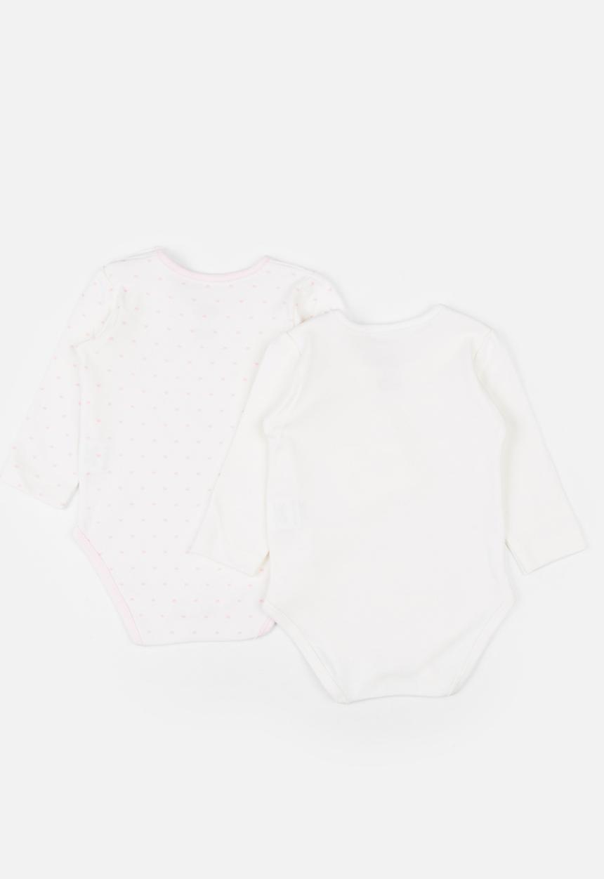 Baby Corner - Little Princess  2 Pack Long Sleeve Bodysuits White
