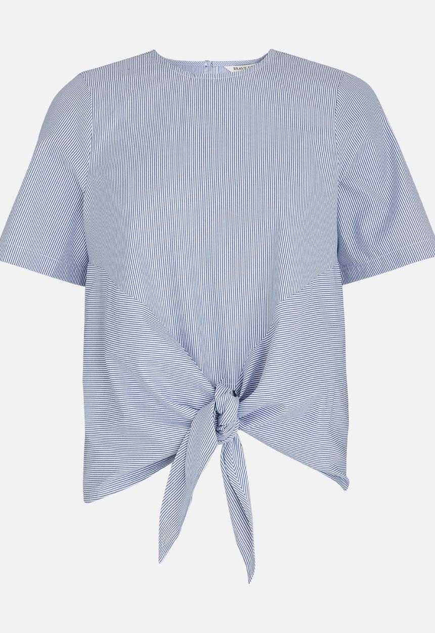 Brave Soul - Striped Tie Front Tee Blue and White