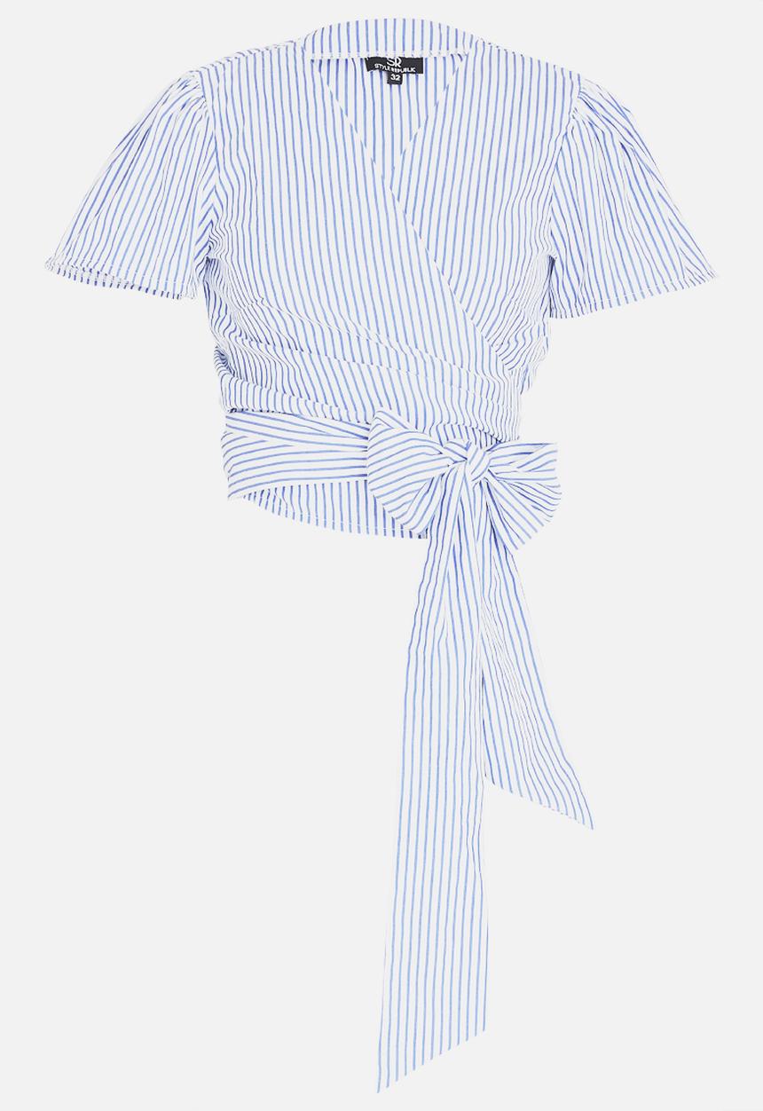 STYLE REPUBLIC - Short Sleeve Wrap Blouse Multi-colour