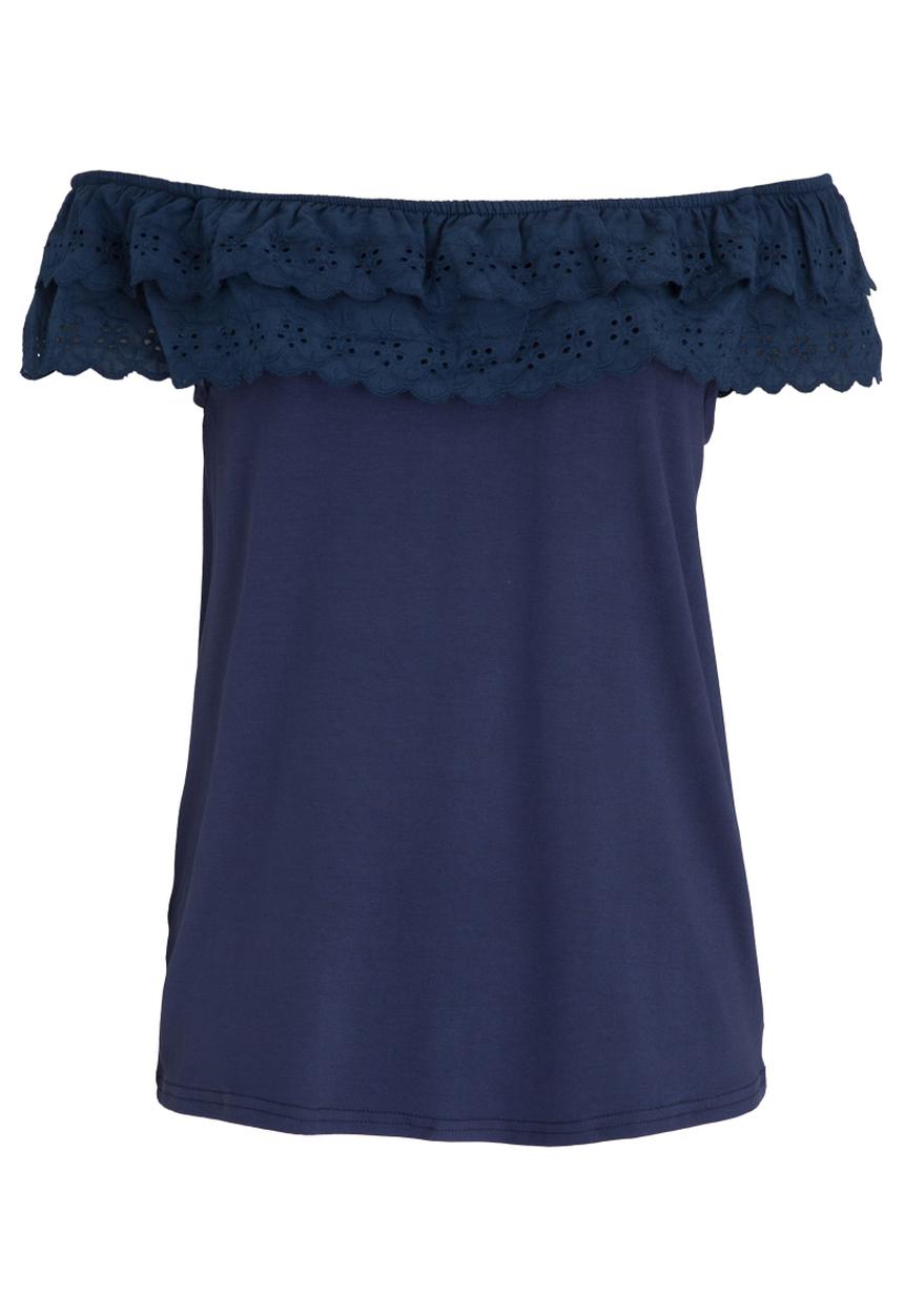 edit - Frilly Lace Top with Elastic Band Navy