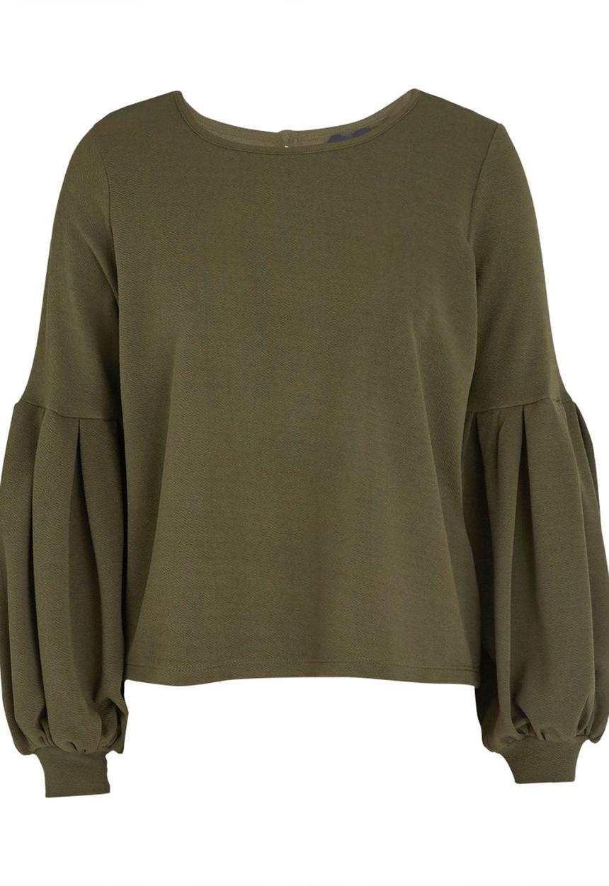 STYLE REPUBLIC - Volume Sleeve Knit Top Dark Green