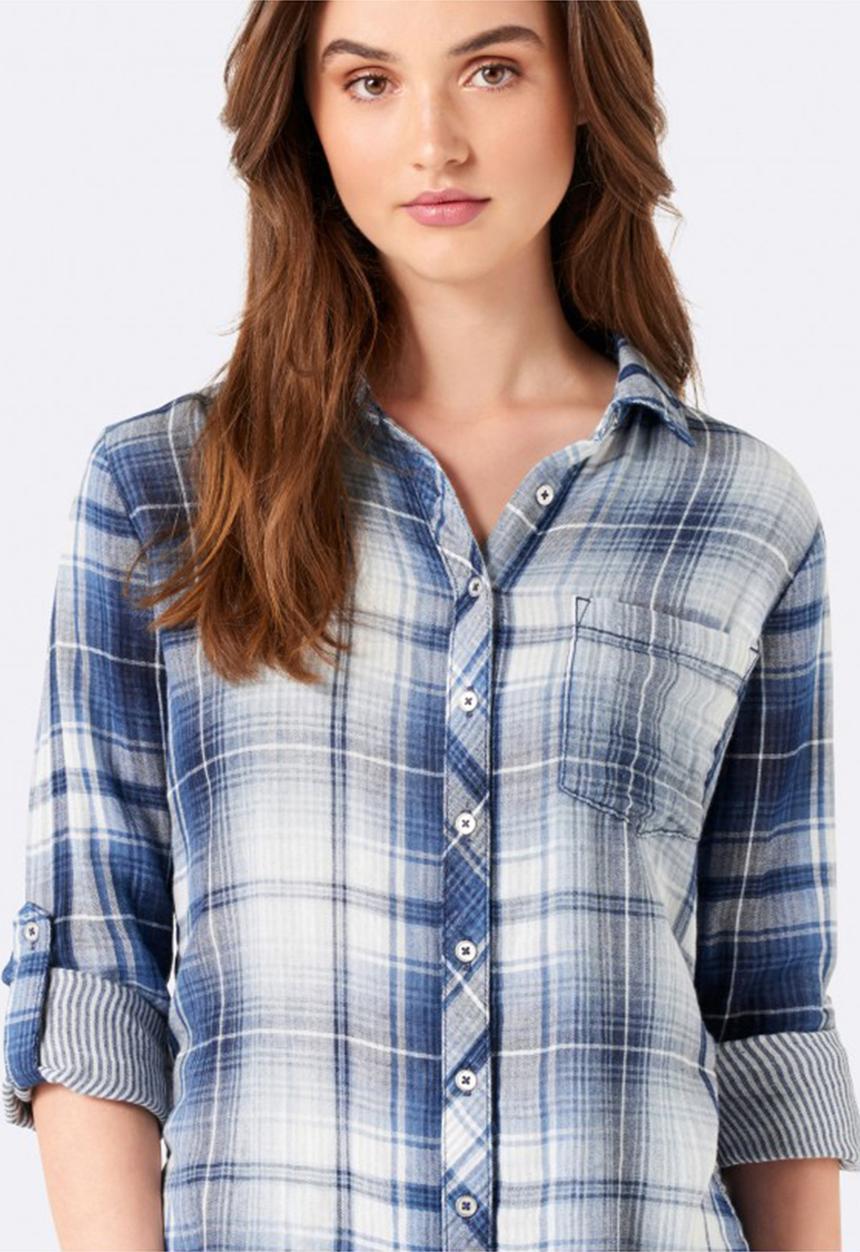 Forever New (Spree) - Kellie Checked Shirt Blue and White