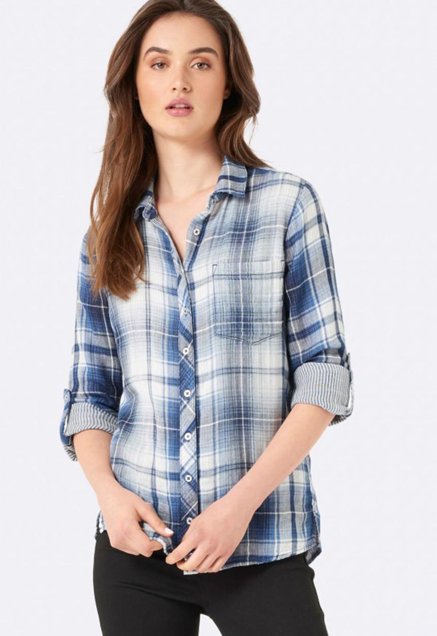Forever New (Spree) - Kellie Checked Shirt Blue and White