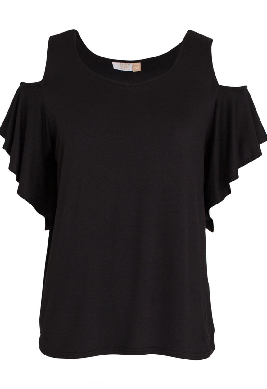 edit - Cold-shoulder Top Black