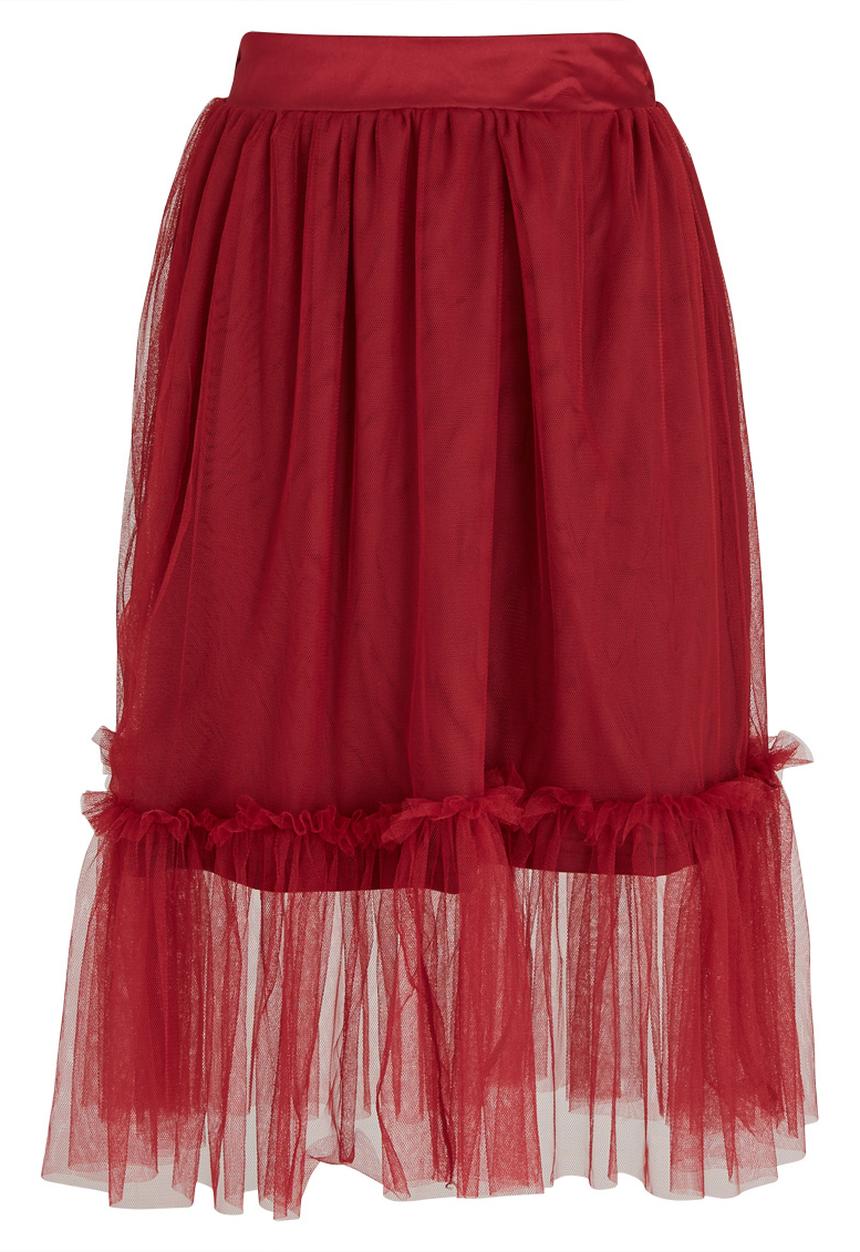 c(inch) - Tulle Midi Skirt Dark Red