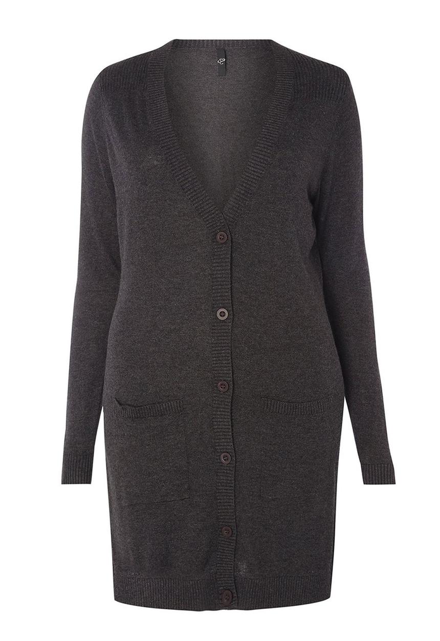 EVANS - Longer Length Cardigan Dark Grey