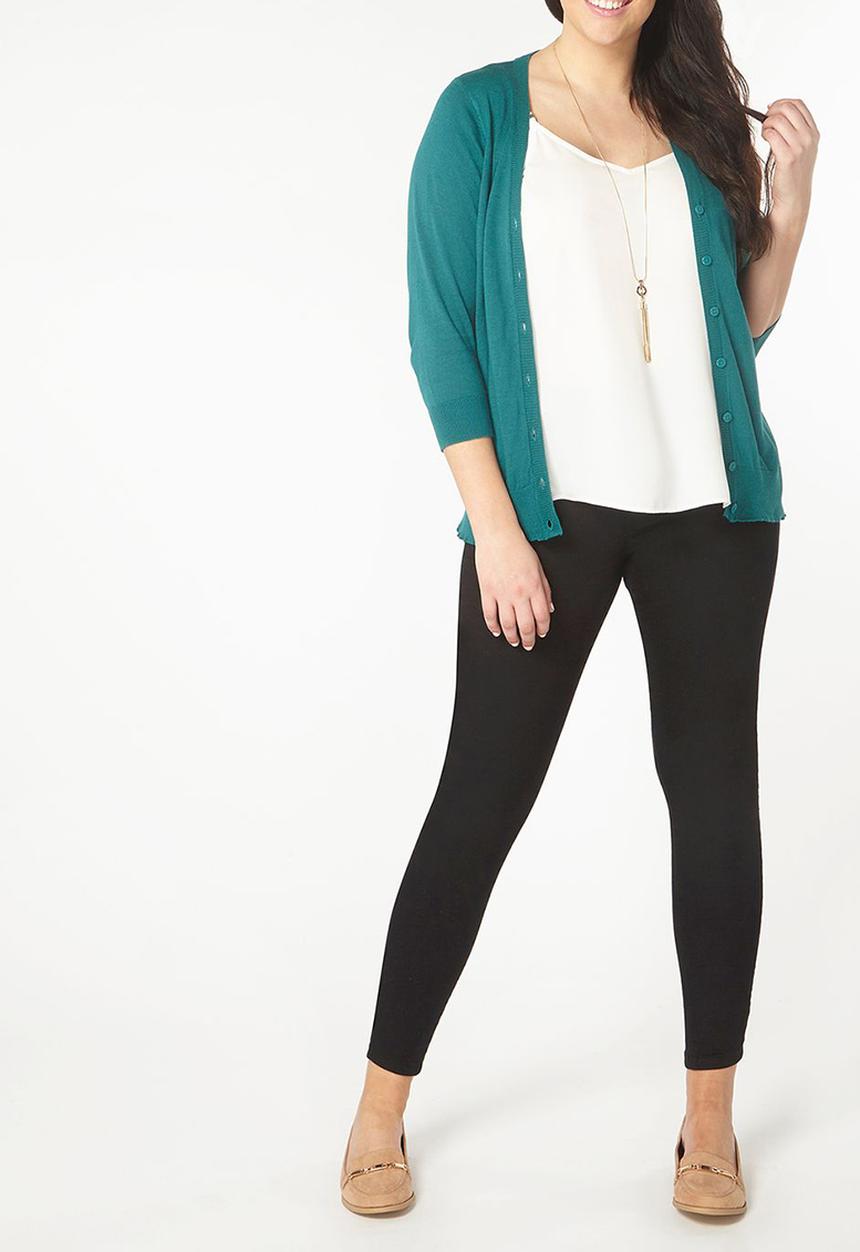 EVANS - 3/4 Sleeve Cardigan Aqua
