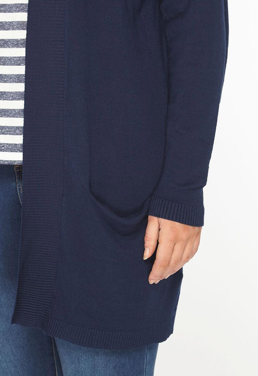 EVANS - Ribbed Hem Longline Cardigan Navy