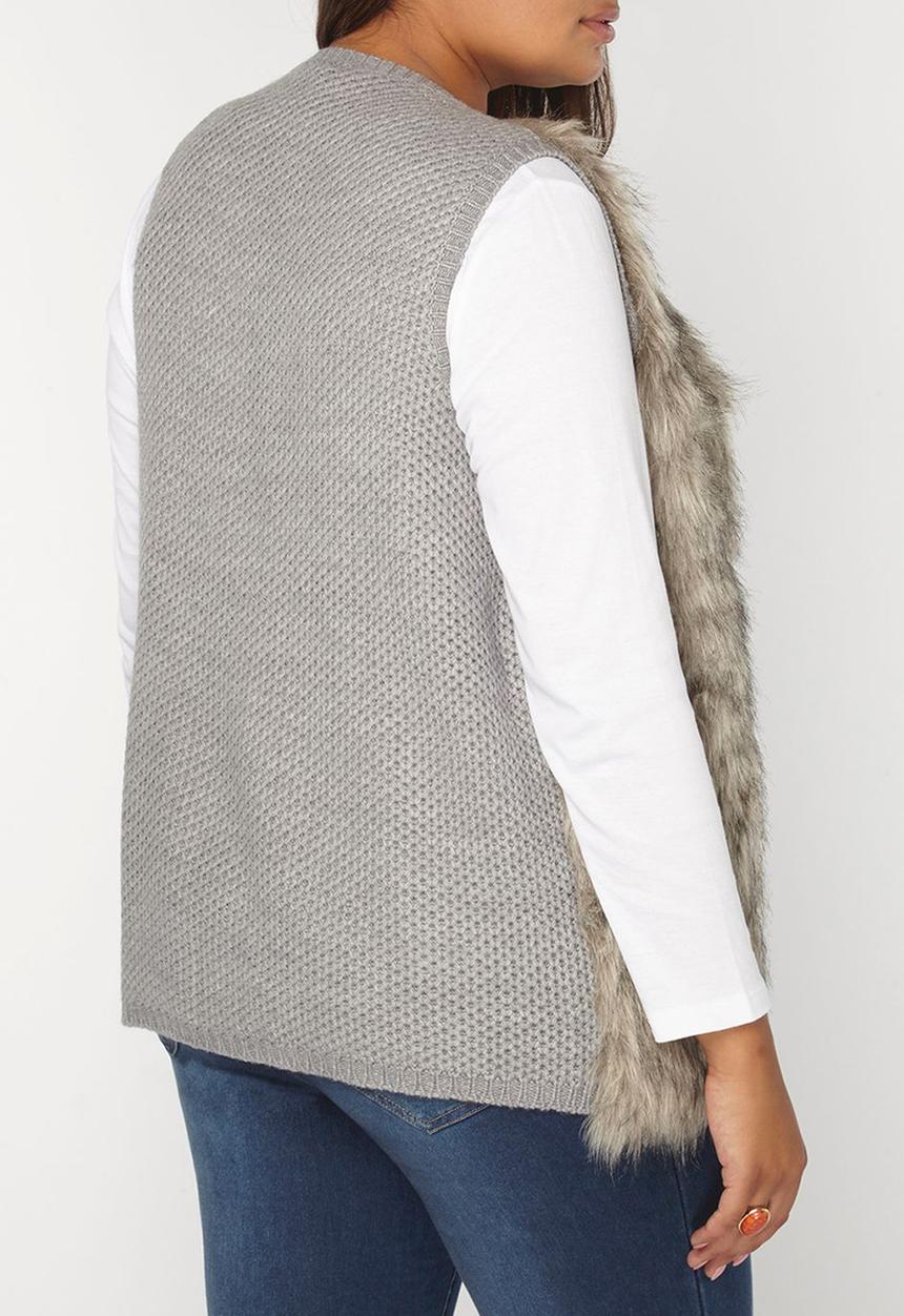 EVANS - Faux Fur Waistcoat Grey