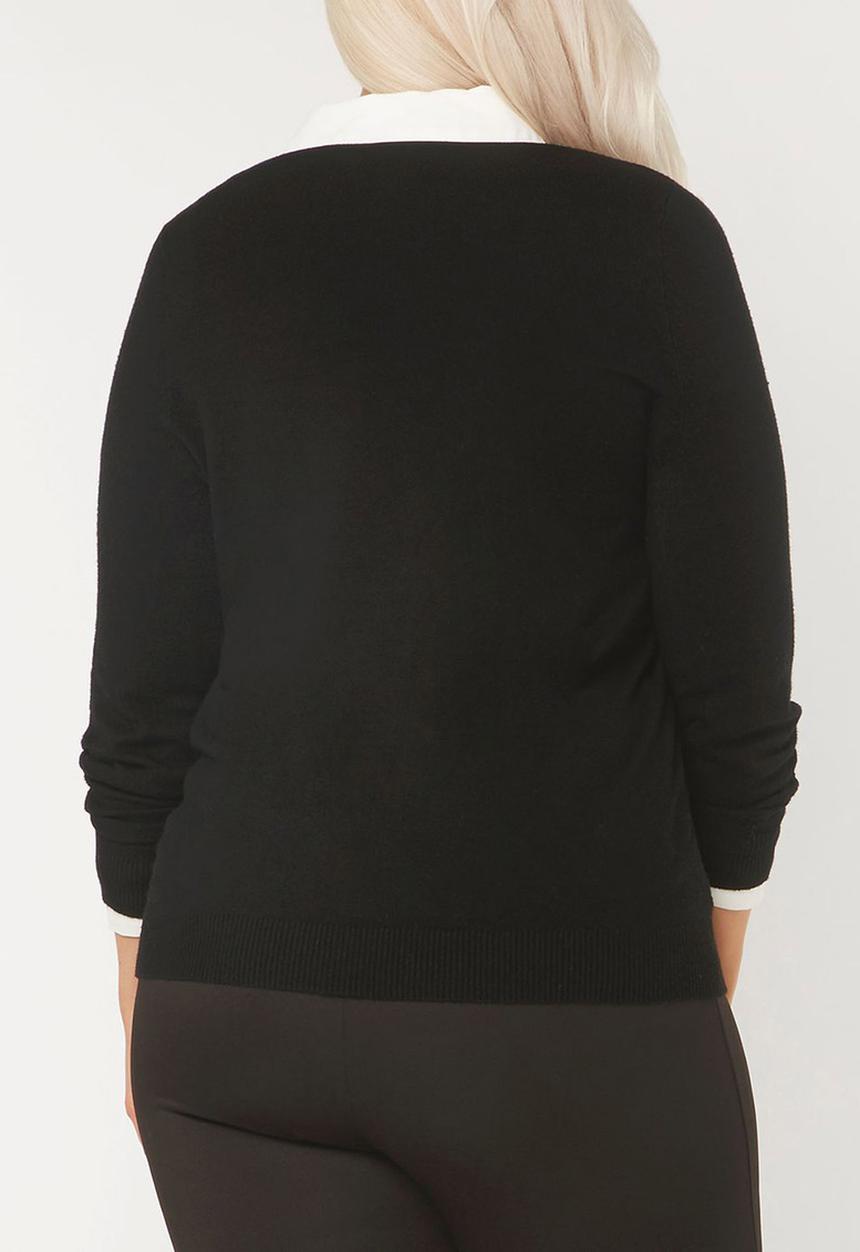 EVANS - Long Sleeve Embroidered Jersey Black