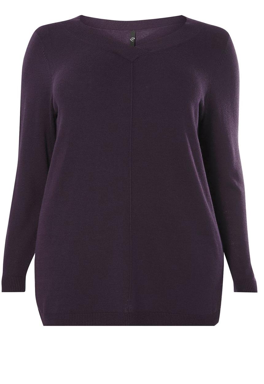 EVANS - V-Neck Long Sleeve Sweater Dark Purple