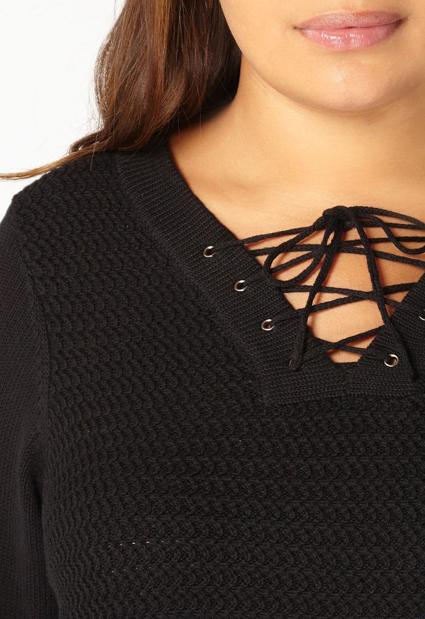 EVANS - Front Tie Detail Jumper Black