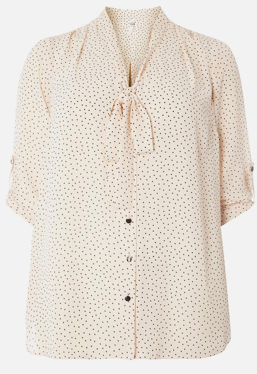 EVANS - Polka Dot Tie Detail Top Cream