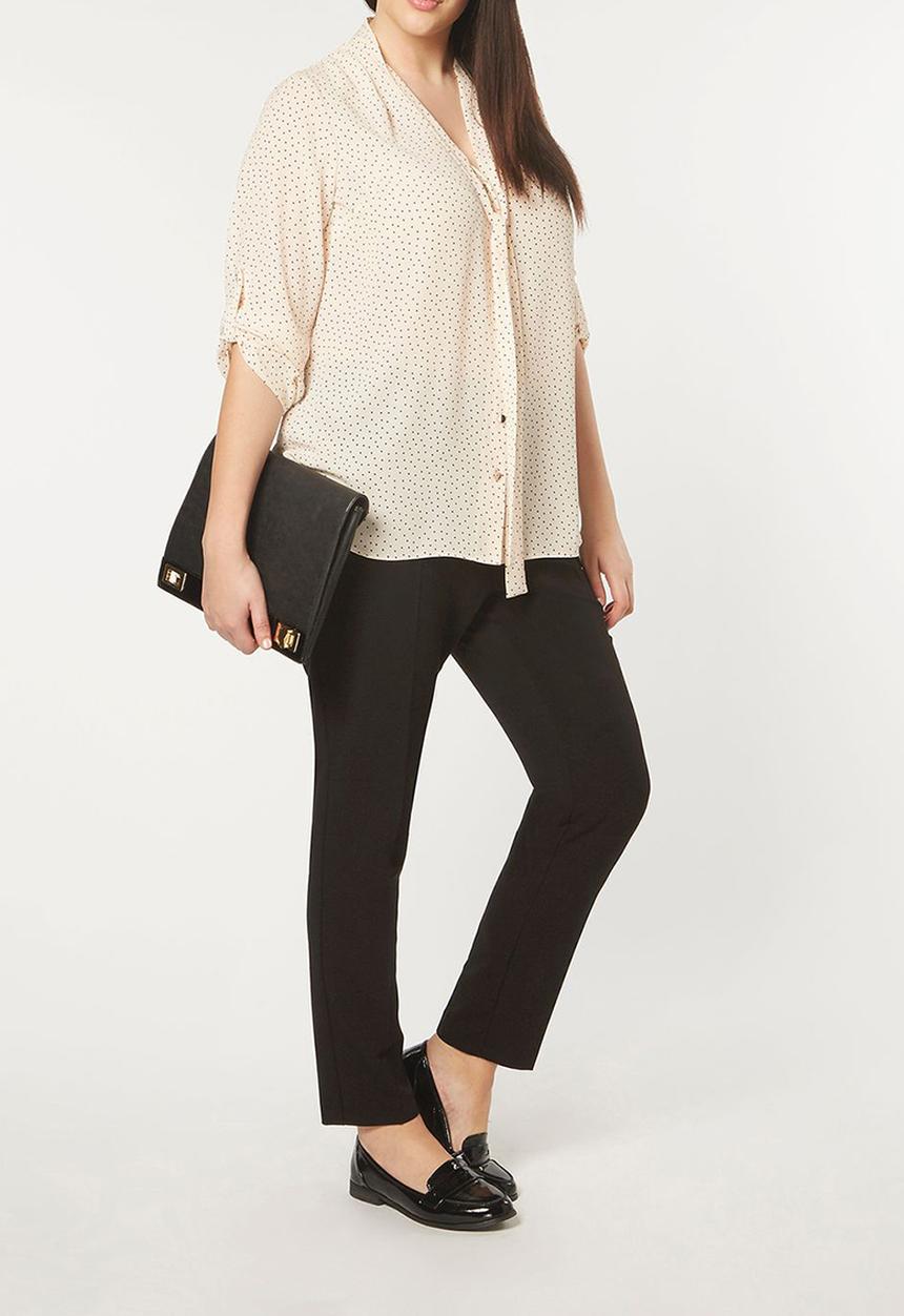 EVANS - Polka Dot Tie Detail Top Cream