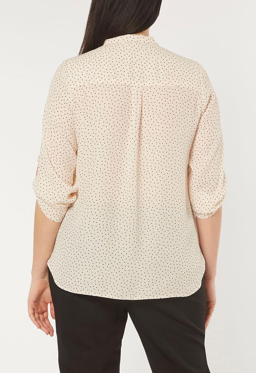 EVANS - Polka Dot Tie Detail Top Cream