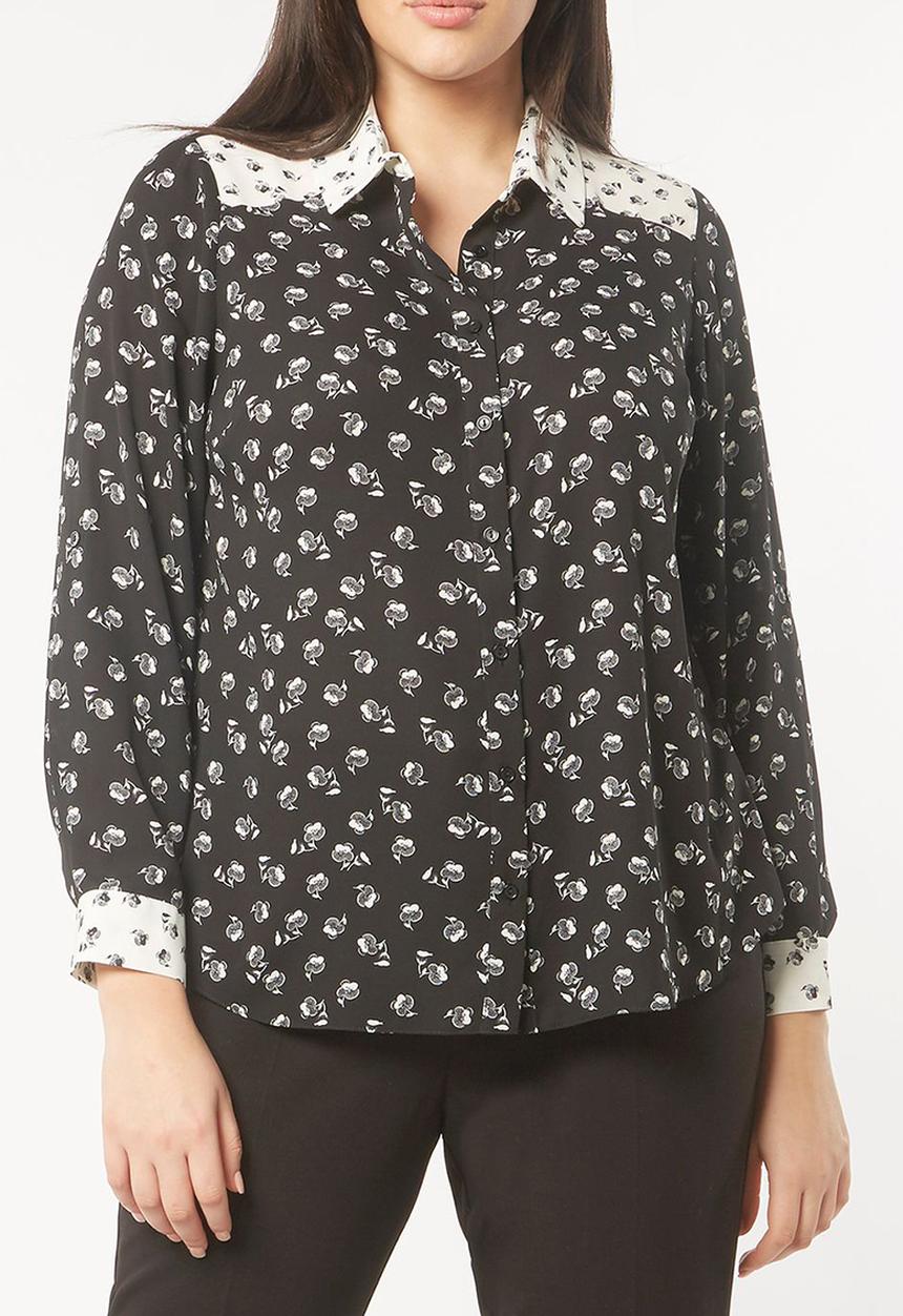 EVANS - All-over Print Shirt Black and White