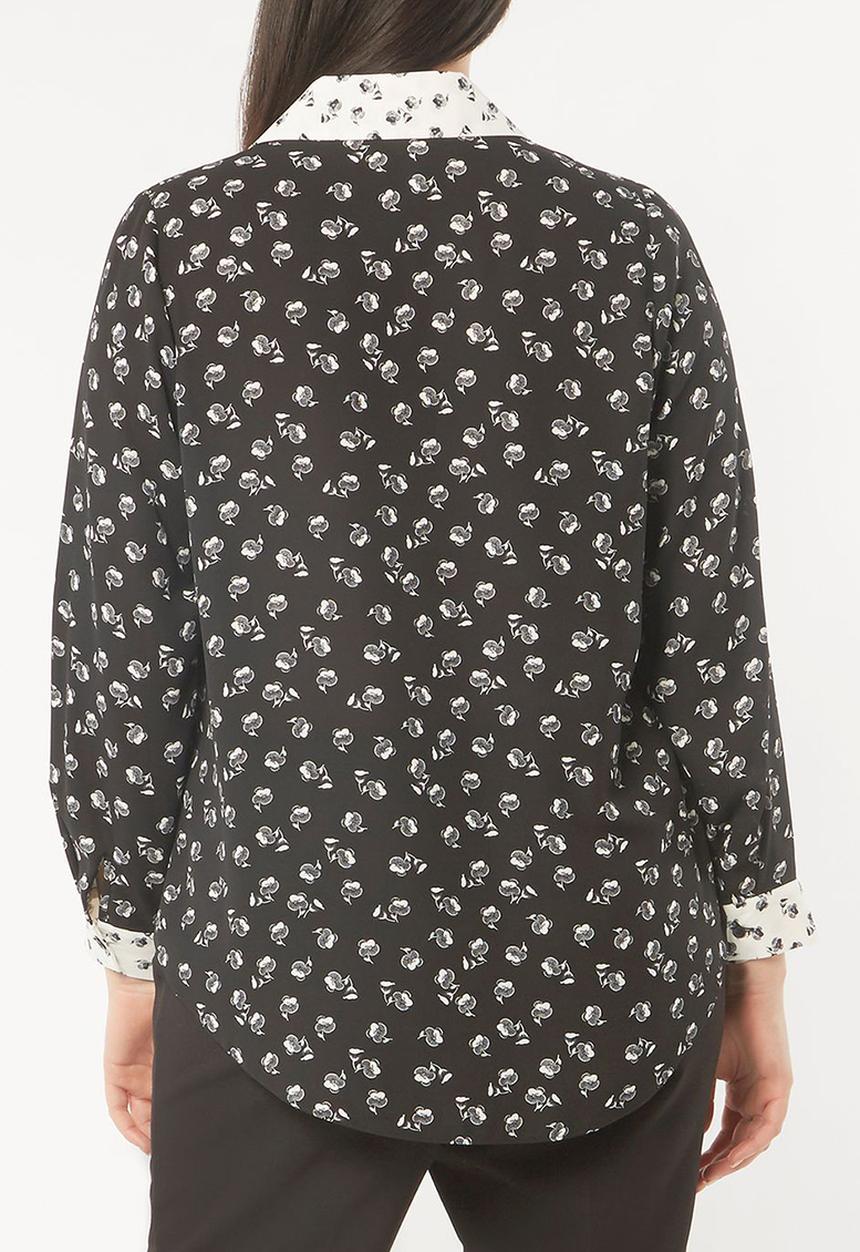 EVANS - All-over Print Shirt Black and White