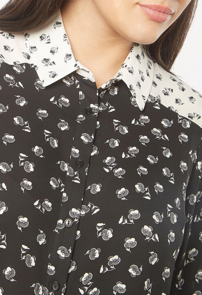 EVANS - All-over Print Shirt Black and White