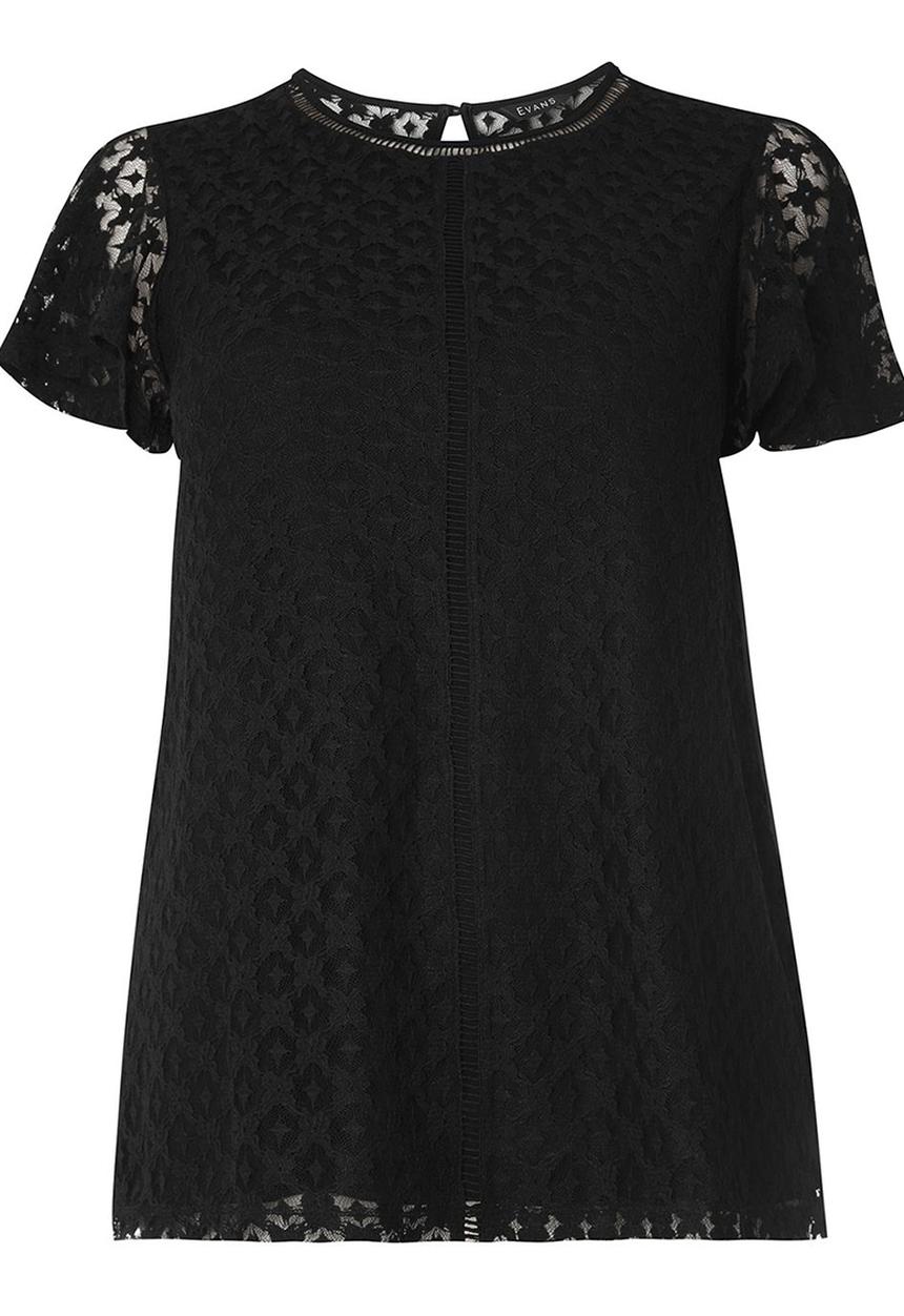 EVANS - Lace Detail Top Black