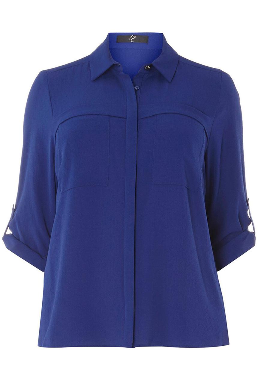 EVANS - Roll-up Sleeve Shirt Blue