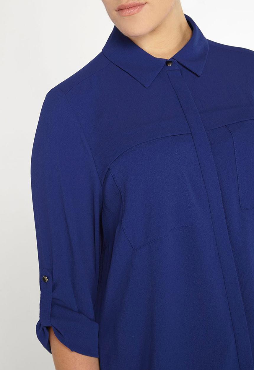 EVANS - Roll-up Sleeve Shirt Blue